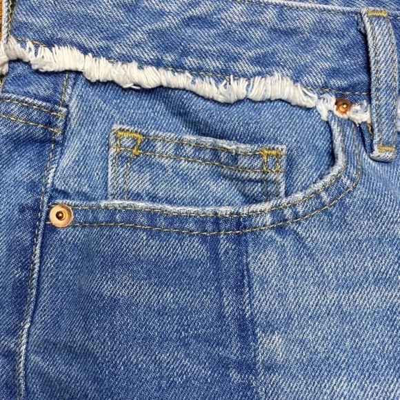 Loft Two Tone Mini Frayed Jean Skirt - Picture 3 of 5
